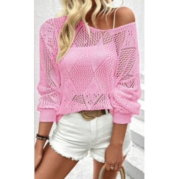 Chic Simple Daily Wear Hollow Out Sweater Pullover - Picture 6 of 6